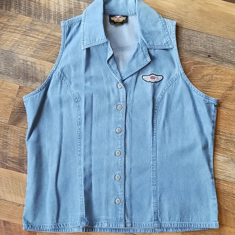 WOMENS XL HD SLEEVELESS 100 YR JEAN SHIRT XL